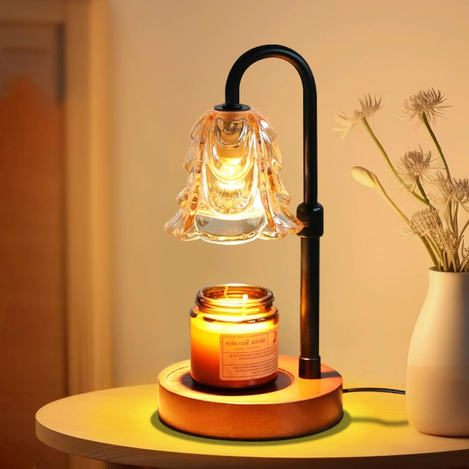 Flower Dimmable Candle Warmer Lamp — Flame-Free Fragrance