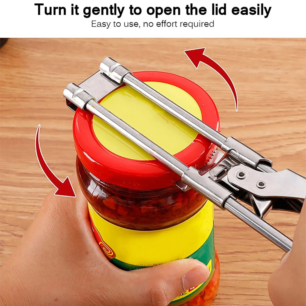 Adjustable Stainless Steel Jar Opener — Easy-Grip Lid Remover