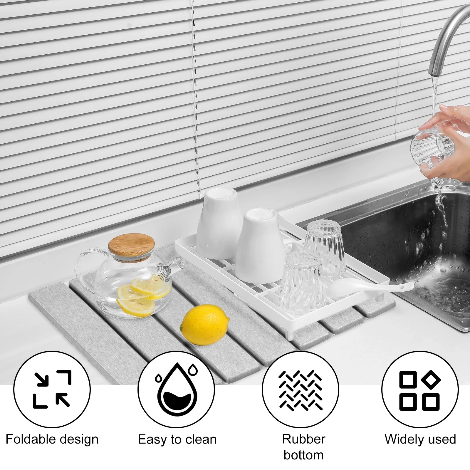 Foldable Diatomite Stone Dish Drying Mat — Fast-Absorbing