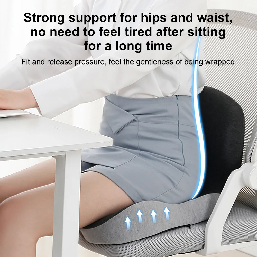 Ergonomic Memory Foam Lumbar Seat Cushion — All-Day Back Support