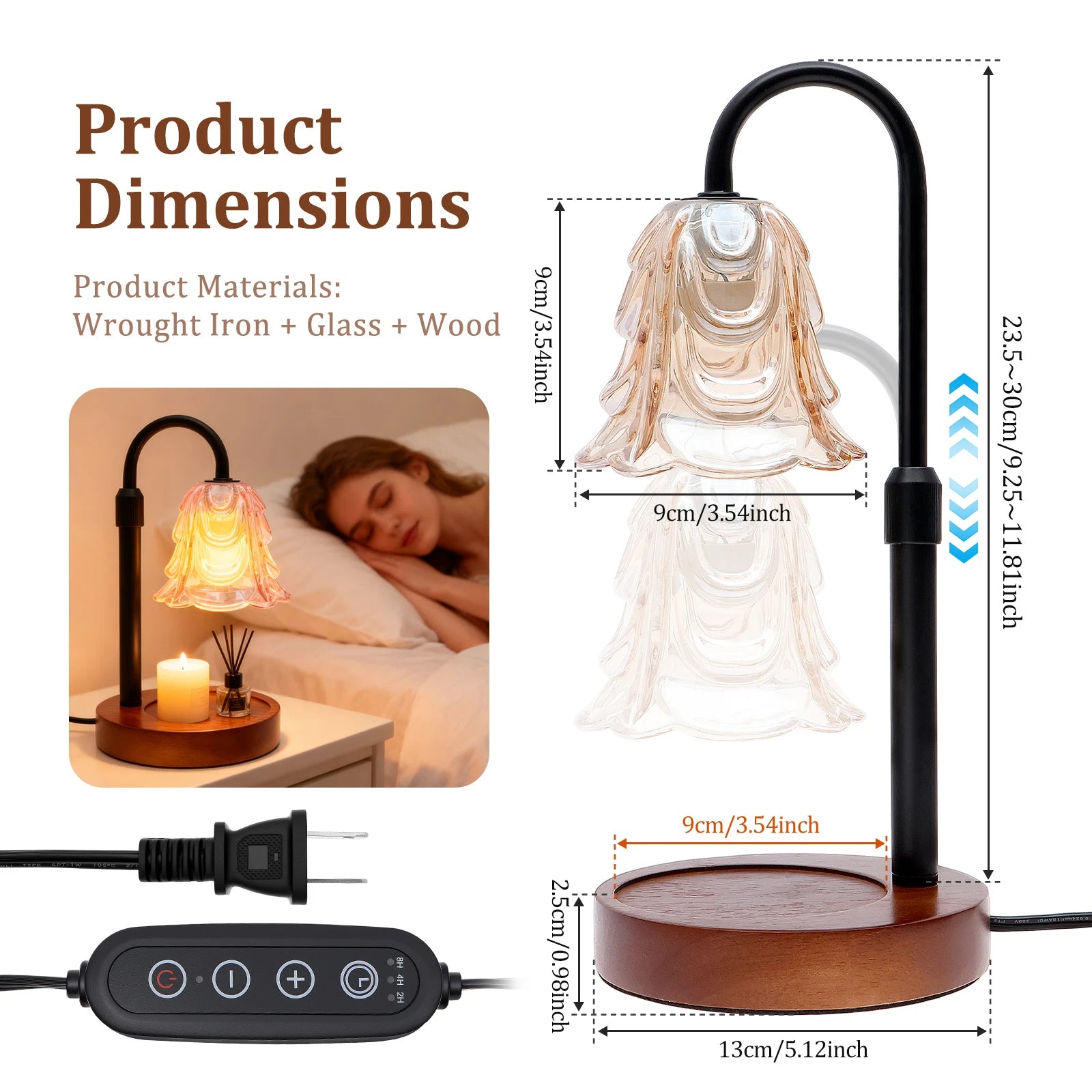 Flower Dimmable Candle Warmer Lamp — Flame-Free Fragrance