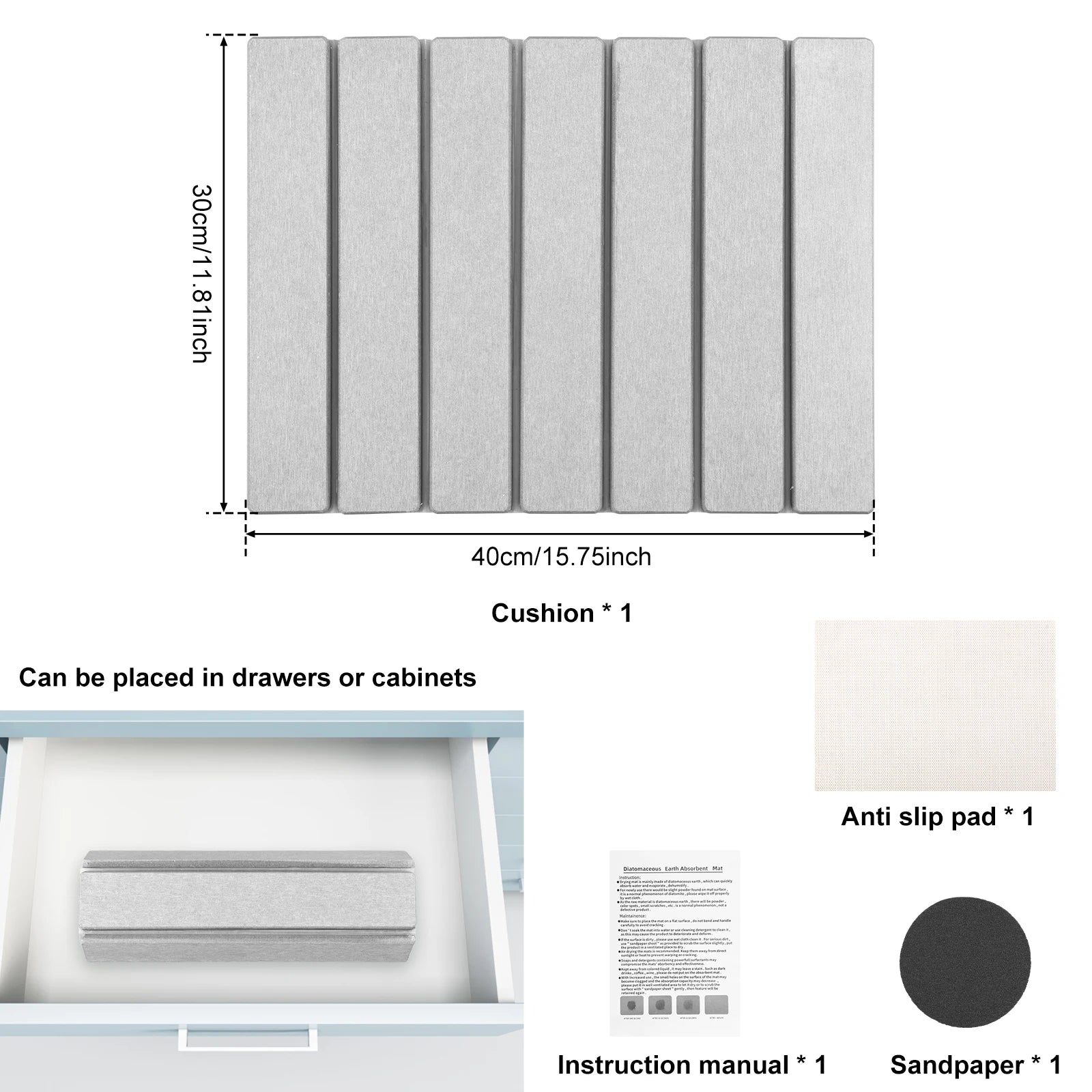 Foldable Diatomite Stone Dish Drying Mat — Fast-Absorbing