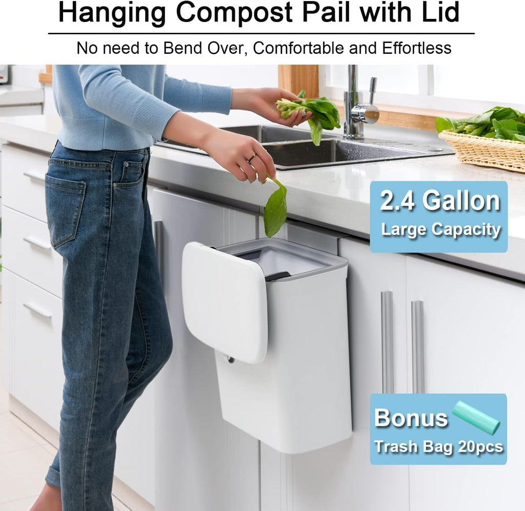 2.4-Gallon Kitchen Compost Bin — Countertop or Under-Sink