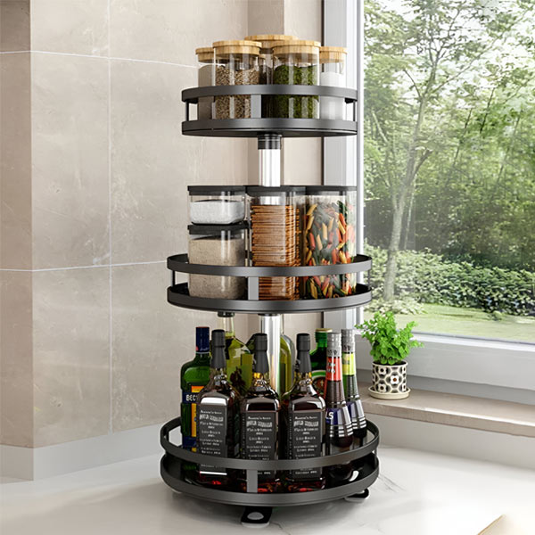 3-Tier Swivel Metal Organizer — 360° Rotating Storage