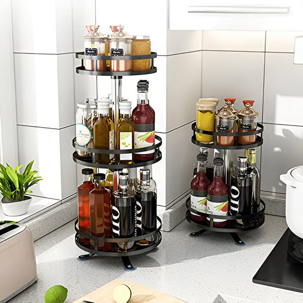 3-Tier Swivel Metal Organizer — 360° Rotating Storage