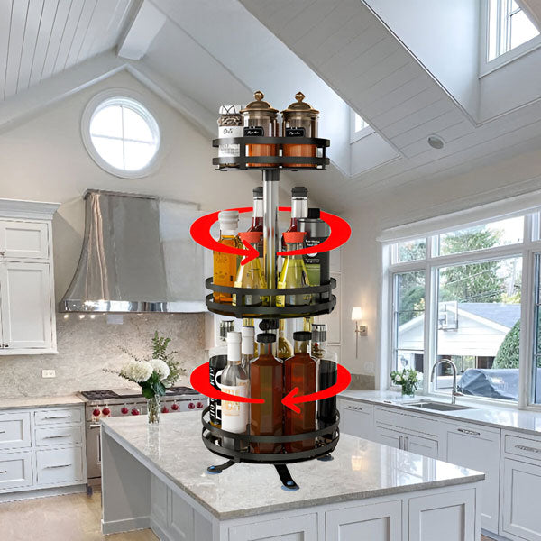 3-Tier Swivel Metal Organizer — 360° Rotating Storage