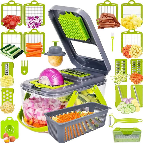 18-in-1 Vegetable Slicer — Multi-Blade Prep Set with Container