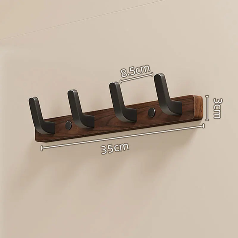Minimalist Wood & Metal Wall-Mounted Coat Hook Rack