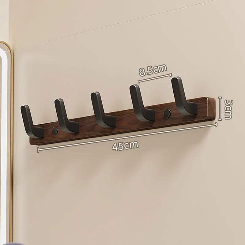 Minimalist Wood & Metal Wall-Mounted Coat Hook Rack