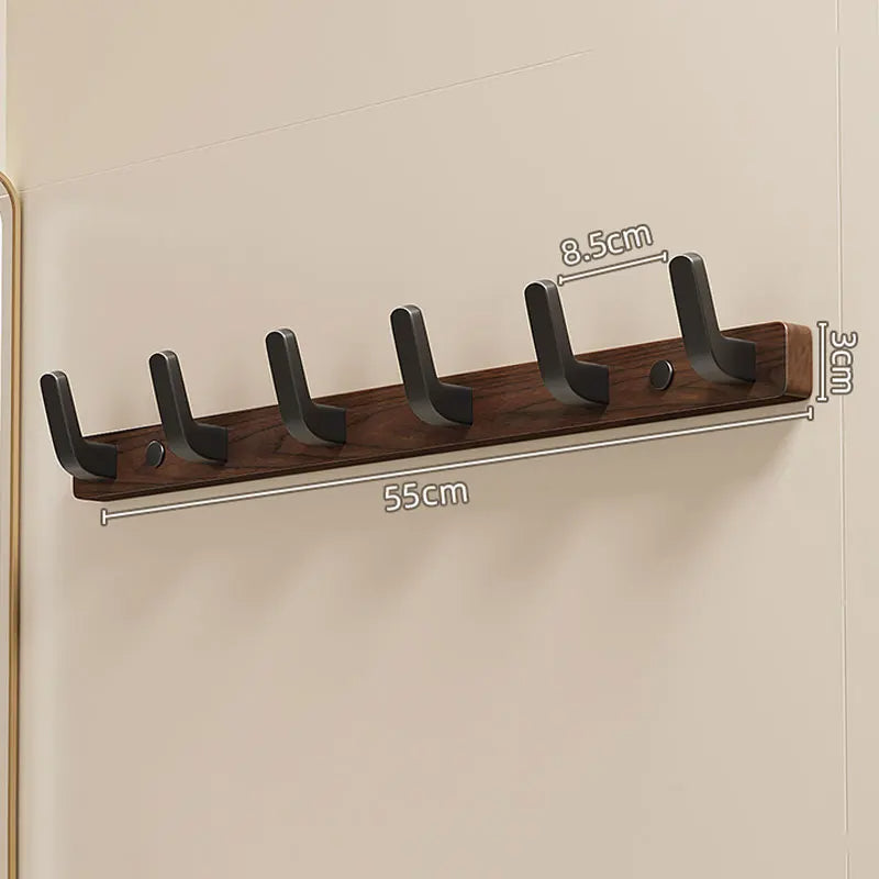 Minimalist Wood & Metal Wall-Mounted Coat Hook Rack