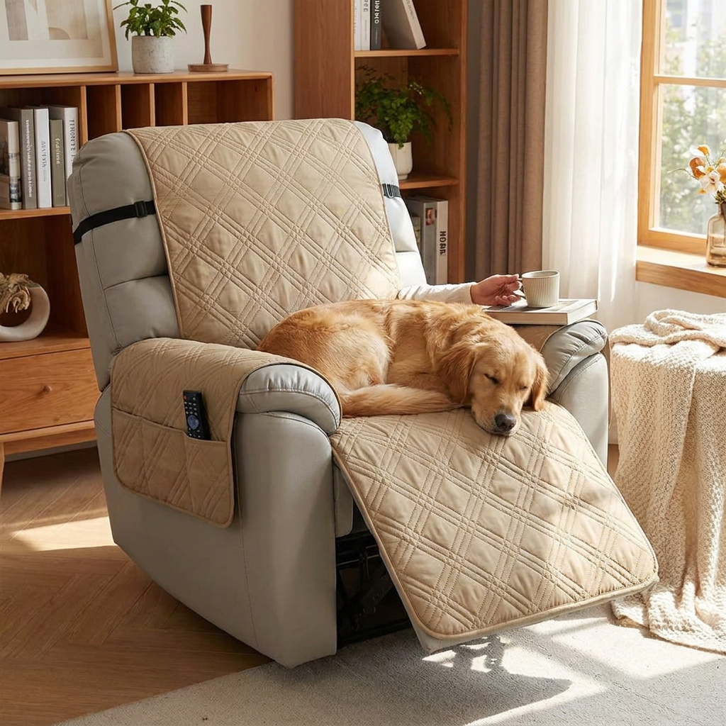 Waterproof Quilted Recliner Arm Chair Slip Cover lifestyle