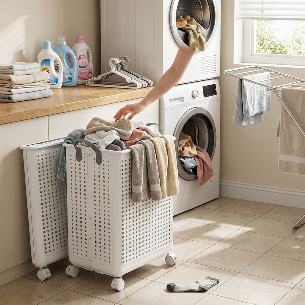 Laundry Basket With Wheels lifestyle