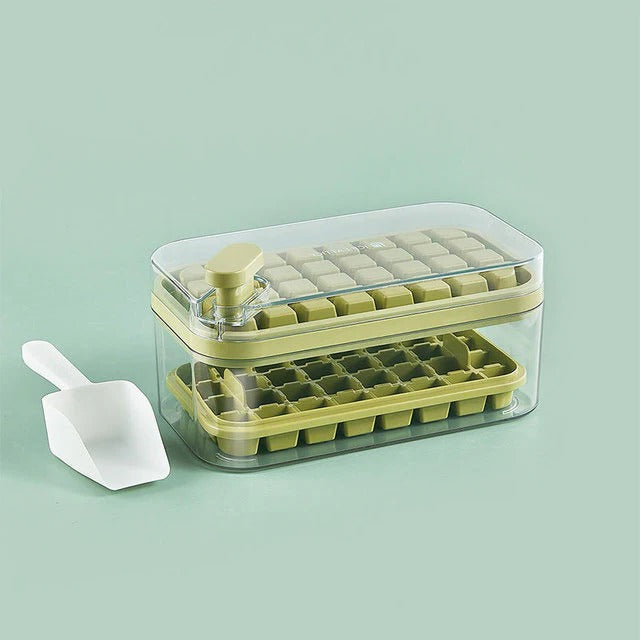 One-Click Ice Tray System — Effortless Ice with Storage Bin