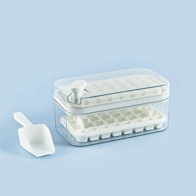 One-Click Ice Tray System — Effortless Ice with Storage Bin