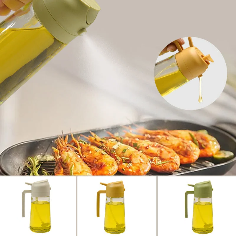 2-in-1 Glass Oil Sprayer & Dispenser — Spray or Pour