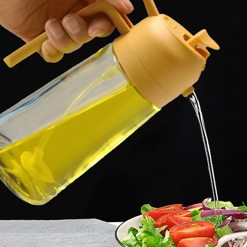 2-in-1 Glass Oil Sprayer & Dispenser — Spray or Pour