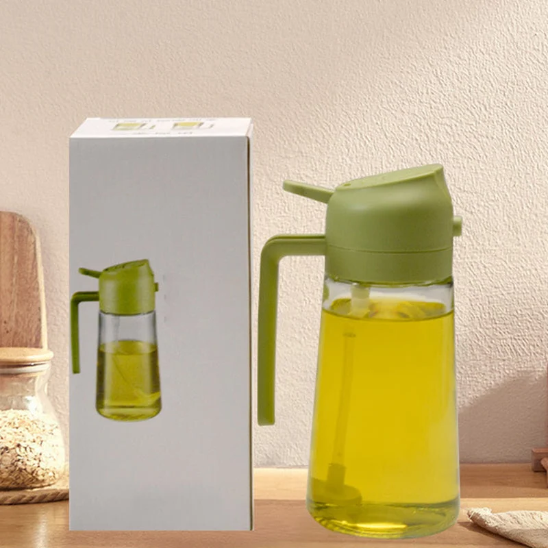 2-in-1 Glass Oil Sprayer & Dispenser — Spray or Pour