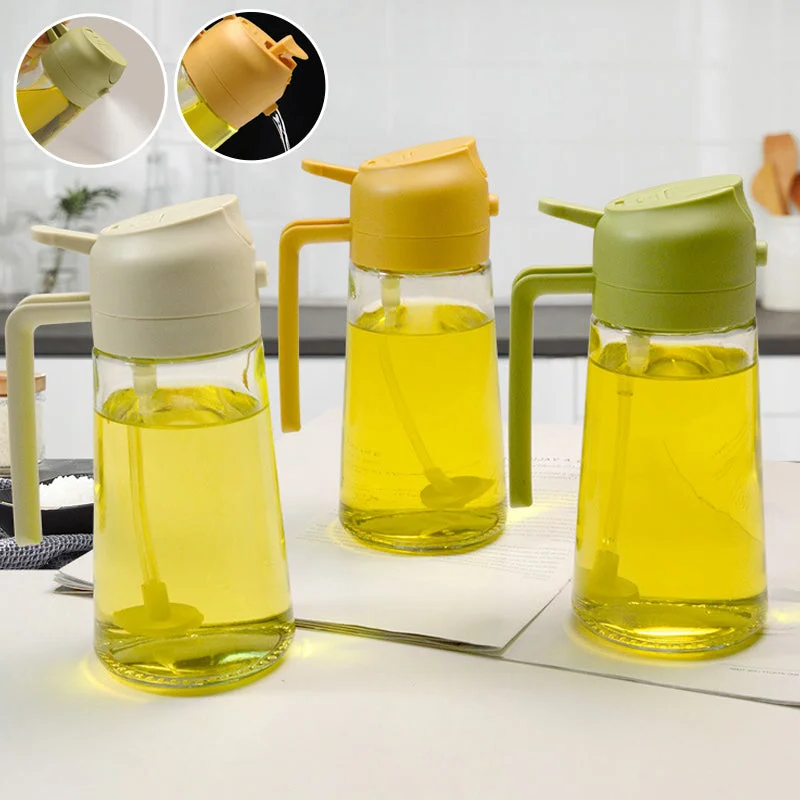 2-in-1 Glass Oil Sprayer & Dispenser — Spray or Pour