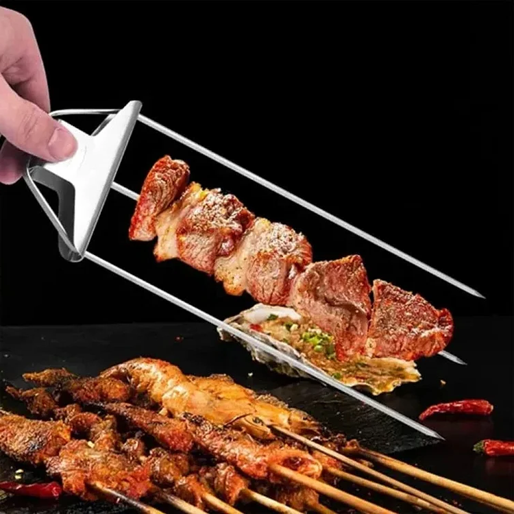 Three-Prong Grill Skewer Set — No-Spin BBQ Skewers