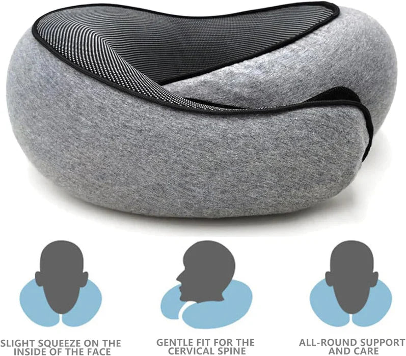 Memory Foam Travel Neck Pillow — Adjustable U-Shaped Support